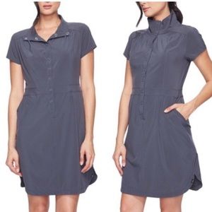Prana Shadyn Short Sleeve Utility Dress In Coal